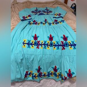Embroidered Egyptian cotton maxi dress. Size L.